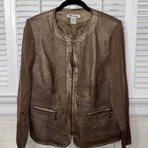 Nygard Collection golden bronze Leather Jacket motorcycle St. John tribal chic